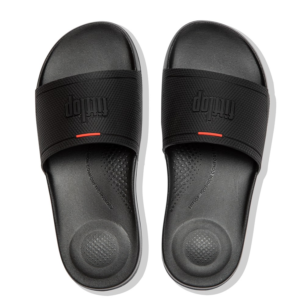 Fitflop Womens Slides - Iqushion Pool - Black - 324-YCWRJD
